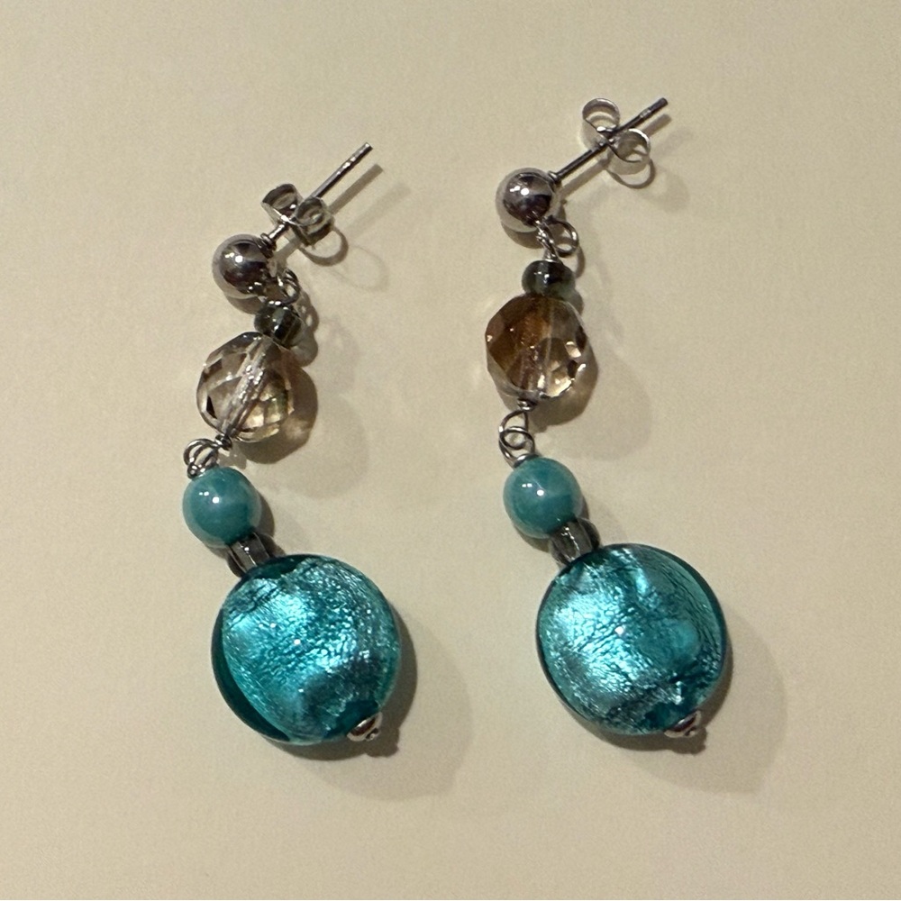 Elegant Blue and Silver Dangle Earrings